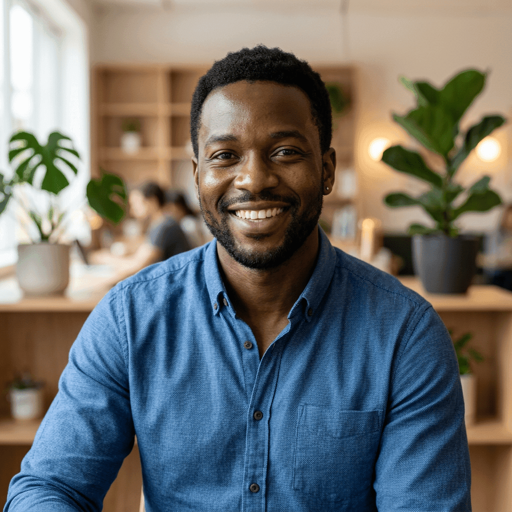 Smiling African man customer reviewing Worldbeach Burundi lakeside bar-restaurant in Bujumbura — Jean-Claude Ndayisaba local professional testimonial