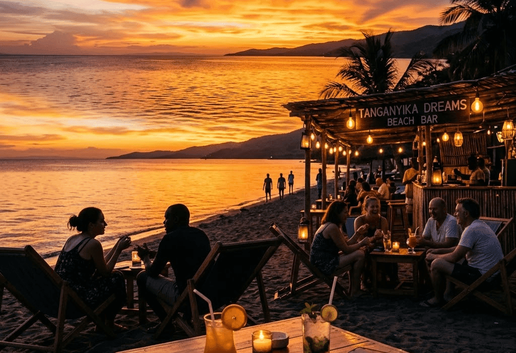 Coucher de soleil au Lac Tanganyika - sunset sessions au Worldbeach Burundi Bujumbura avec cocktails et musique